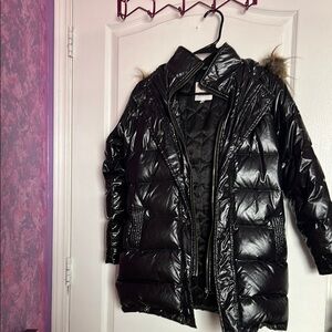 Appaman Black Puffer Jacket with Fur-Trimmed Hood